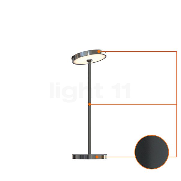 Top Light Sun Lampe de table ø13 cm large LED anthracite/Stab chrome brillant