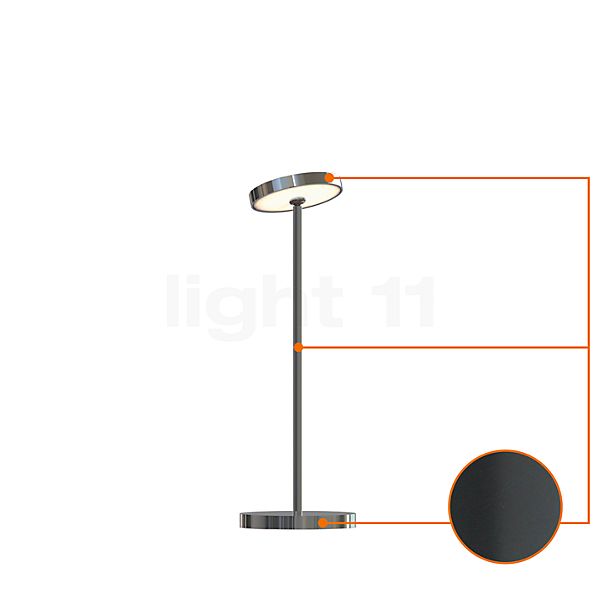 Top Light Sun Table lamp ø9 cm large LED anthracite/pole chrome glossy