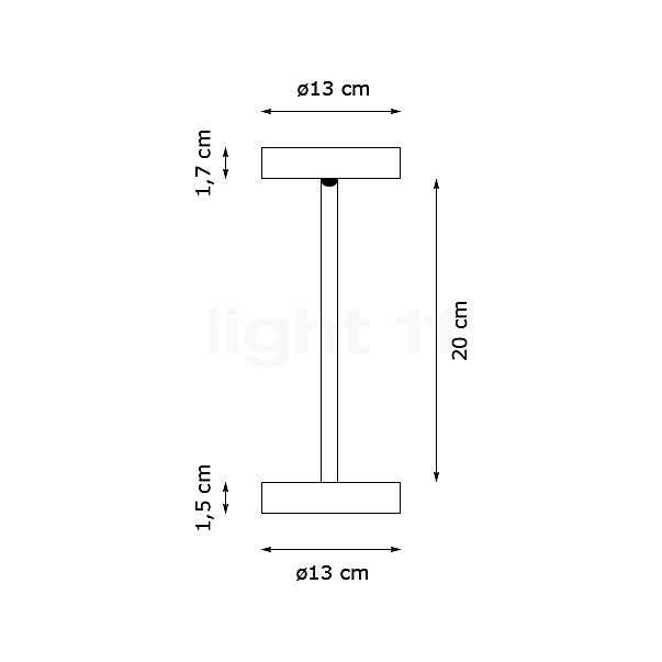 Top Light Sun Tafellamp ø13 cm small LED chroom schets