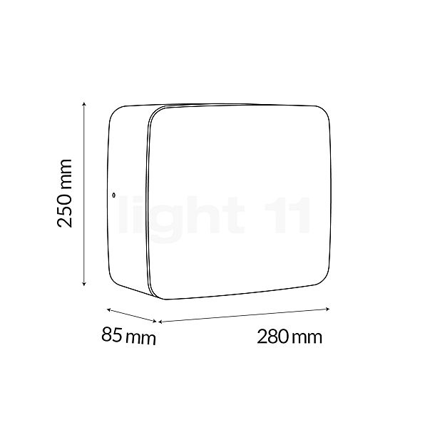 Tunto Cube Lampada da soffitto/parete LED rovere - L - vista in sezione