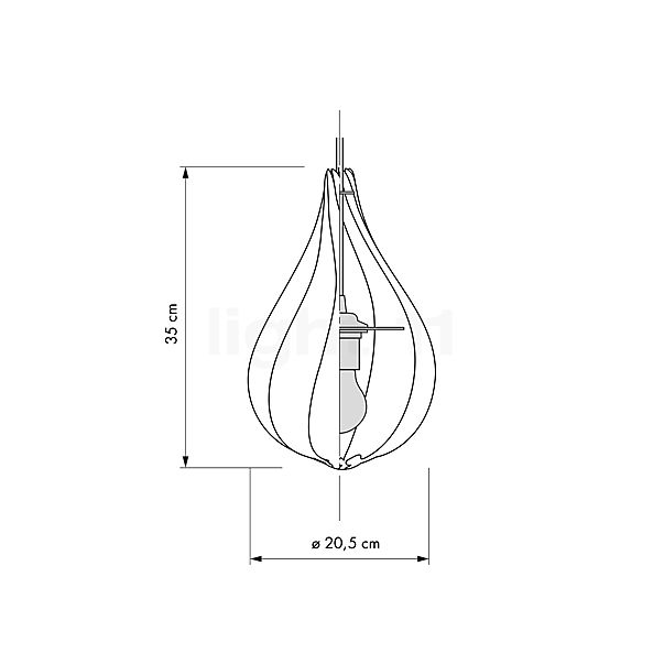 Umage Alva, lámpara de suspensión cable blanco - 20,5 cm - alzado con dimensiones