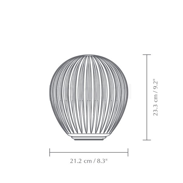 Umage Around the World Santé, lámpara de sobremesa acero - 21 cm - alzado con dimensiones