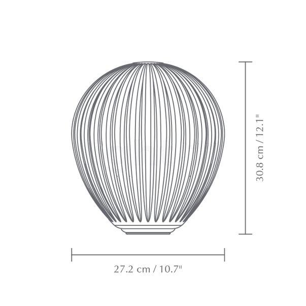 Umage Around the World Santé, lámpara de sobremesa acero - 27 cm - alzado con dimensiones