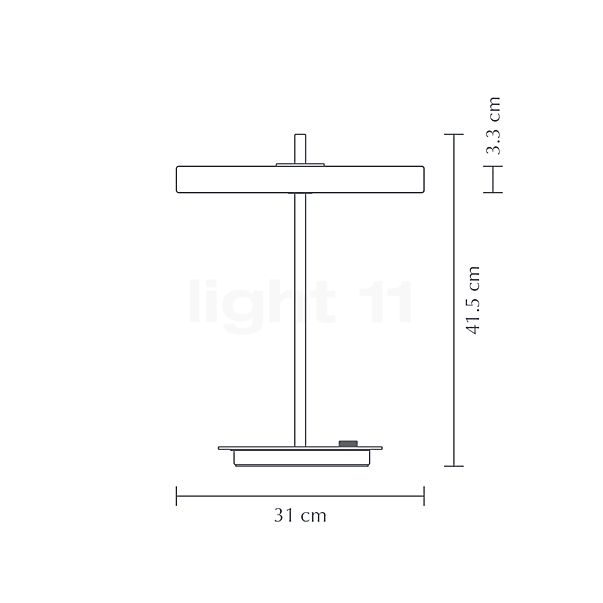 Umage Asteria Lampe de table LED blanc brumeux - vue en coupe