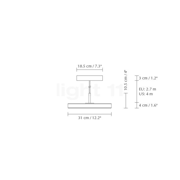 Umage Asteria Mini Pendel LED hvid - cover messing - ra 83 skitse