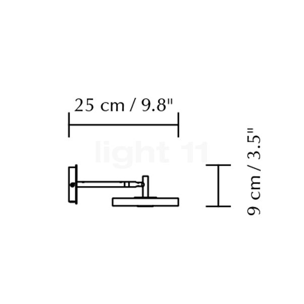 Umage Asteria, lámpara de pared LED negro - 25 cm - alzado con dimensiones
