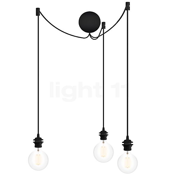 Umage Cannonball Pendant Light 3 lamps black with globe bulb