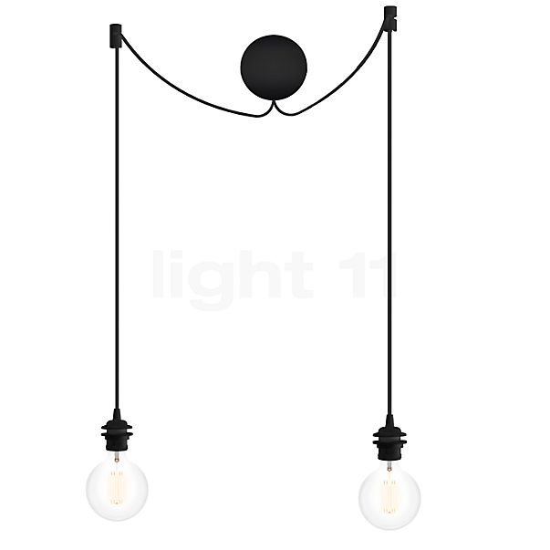 Umage Cannonball, lámpara de suspensión de 2 focos negro con globe bombilla