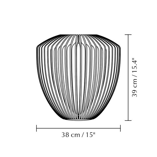 Umage Clava Wood, lámpara de suspensión roble negro - florón circular - cable blanco - alzado con dimensiones