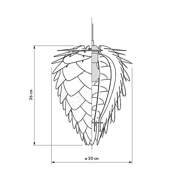 Umage Conia Suspension cuivre/câble blanc - 30 cm - vue en coupe