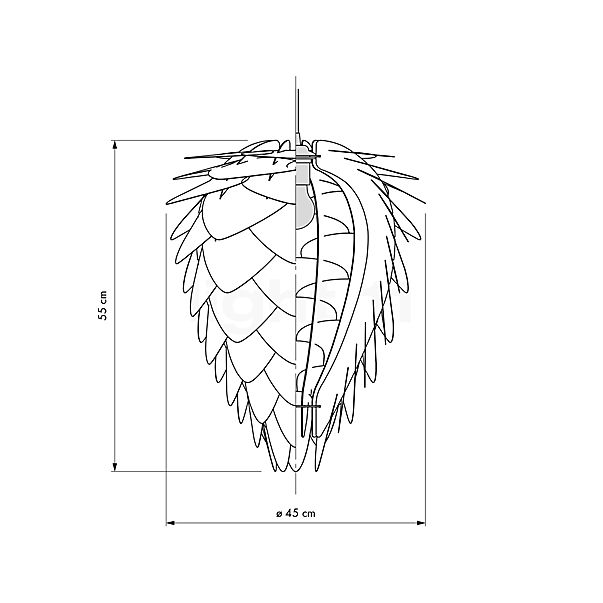 Umage Conia Suspension laiton/câble blanc - 45 cm - vue en coupe