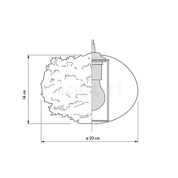 Umage Eos Micro Lampekap hvid - ø20 cm skitse