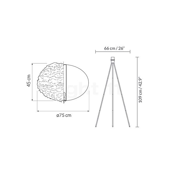 Umage Eos Santé Stehleuchte Gestell schwarz/Schirm grau - ø75 cm Skizze