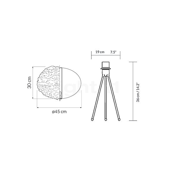 Umage Eos Table Lamp frame brass/shade white - ø45 cm sketch