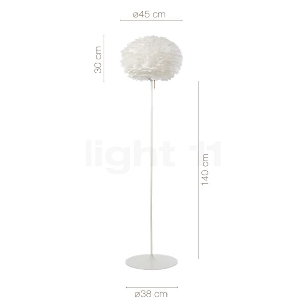 Dimensiones del/de la Umage Eos, lámpara de pie al detalle: alto, ancho, profundidad y diámetro de cada componente.