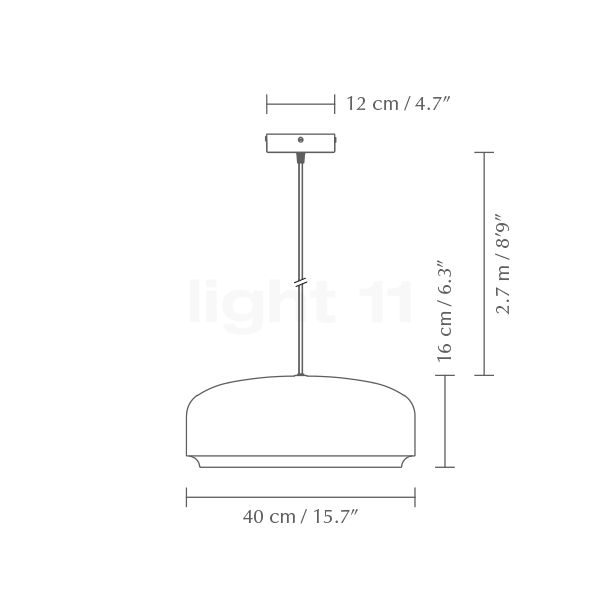 Umage Hazel, lámpara de suspensión LED medium - blanco - alzado con dimensiones