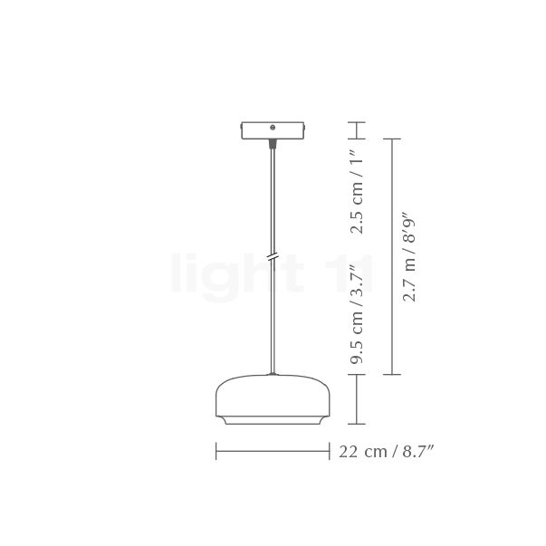Umage Hazel, lámpara de suspensión LED mini - blanco - alzado con dimensiones