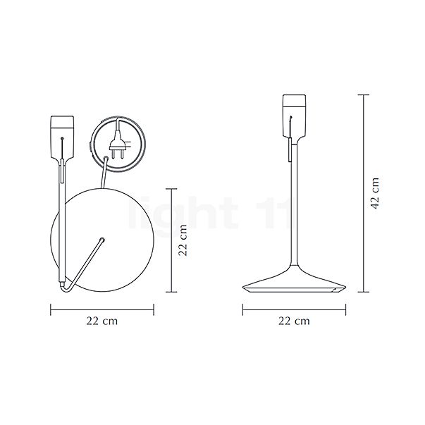 Umage Santé Lampe de table sans abat-jour laiton brossé - vue en coupe