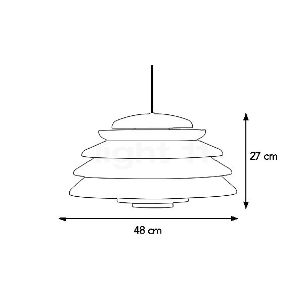 Verpan Hive, lámpara de suspensión aluminio - alzado con dimensiones