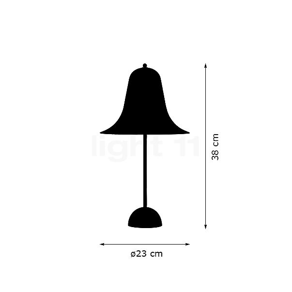 Verpan Pantop 23, Lámparas de sobremesa amarillo - alzado con dimensiones