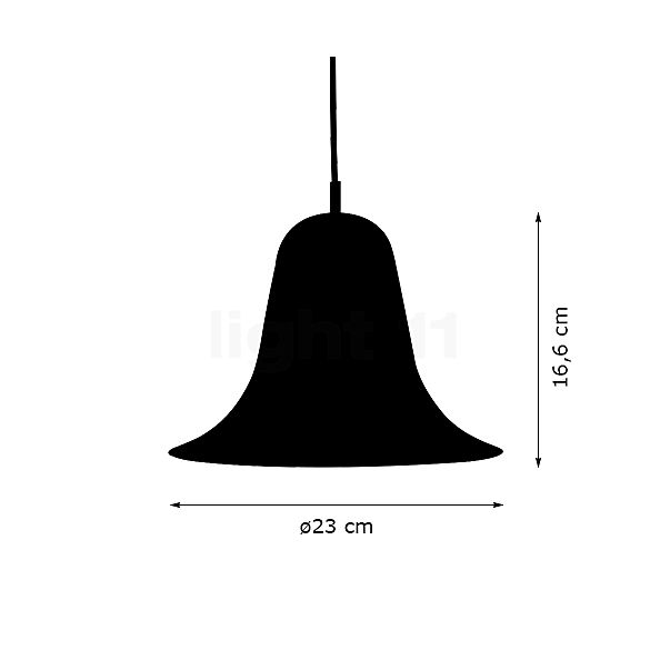 Verpan Pantop 23, Lámparas de suspensión negro mate - alzado con dimensiones