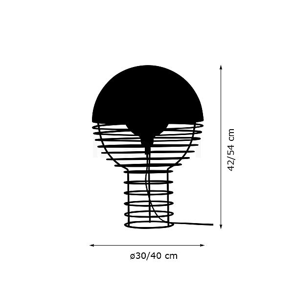 Verpan Wire, lámpara de sobremesa blanco - ø40 cm - alzado con dimensiones