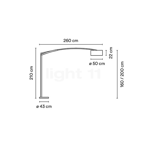 Vibia Balance Arc Lamp graphite - screen parchment - 260 cm sketch