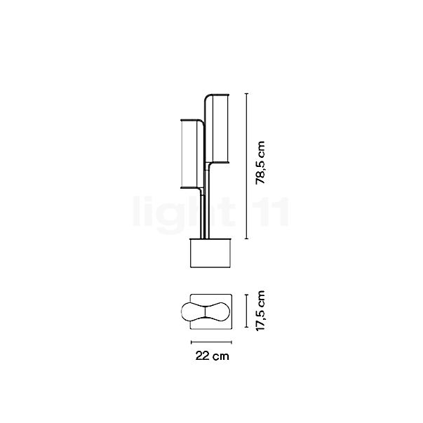 Vibia Class Bolderarmatuur LED 78,5 cm - 2-lichts - casambi schets