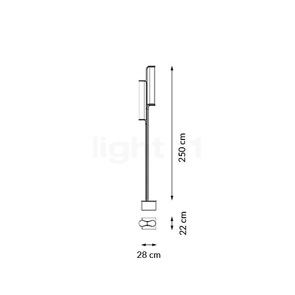 Vibia Class Lichtpaal LED 250 cm - 2-lichts - dali schets