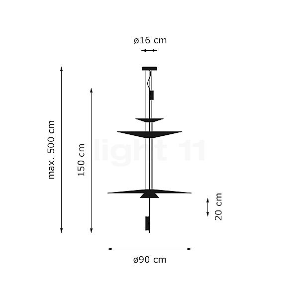 Vibia Flamingo 1560 Lampada a sospensione LED grafite - casambi - vista in sezione