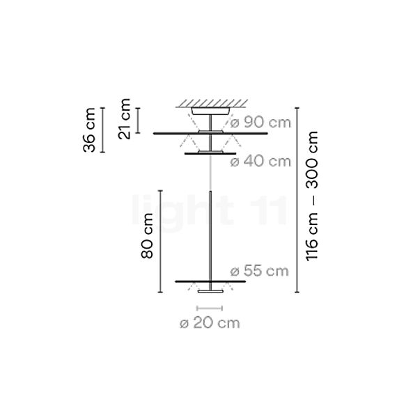 Vibia Flat Hanglamp LED 3-lichts groen - ø90 cm - casambi schets