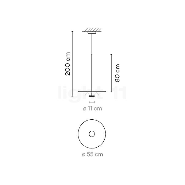 Vibia Flat Lampada a sospensione LED grigio - ø55 cm - Dali - vista in sezione