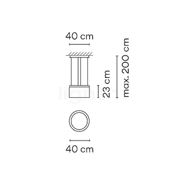 Vibia Guise, lámpara de suspensión LED redonda grafito - Sensor - 23 cm - alzado con dimensiones