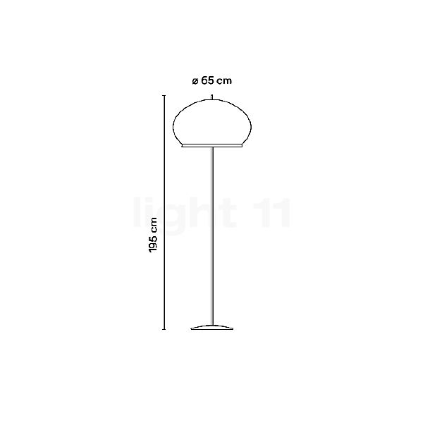 Vibia Knit, lámpara de pie LED beige - 195 cm - casambi - alzado con dimensiones