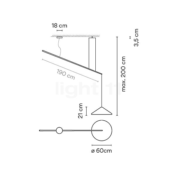 Vibia North Pendel LED decentral blå - ø60 cm - casambi skitse