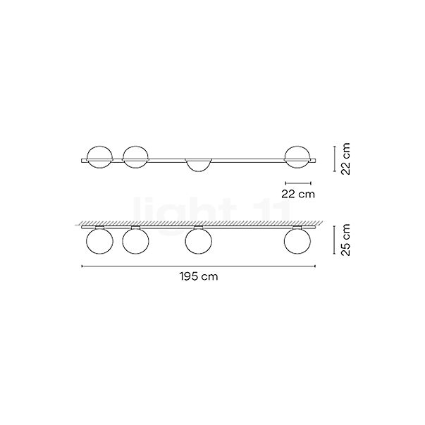 Vibia Palma Applique LED 3 foyers blanc - Dali - vue en coupe