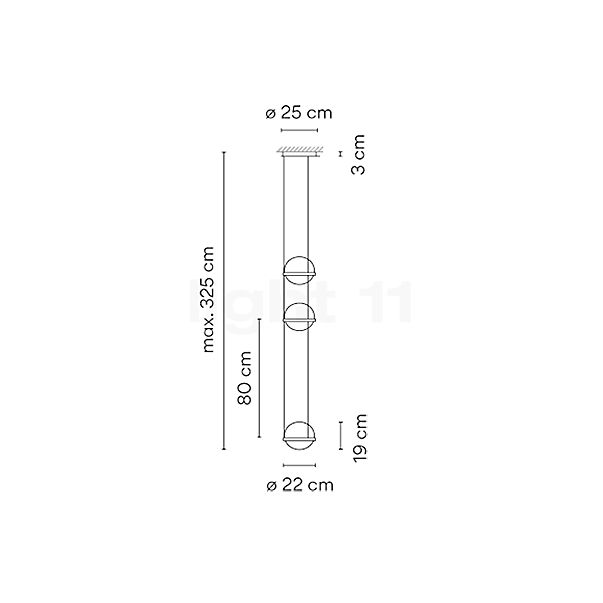 Vibia Palma Lampada a sospensione LED 3 fuochi bianco - Casambi - vista in sezione