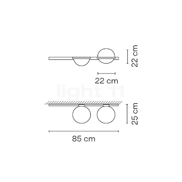 Vibia Palma Væglampe LED med urtepotte hvid - 85 cm - dali skitse