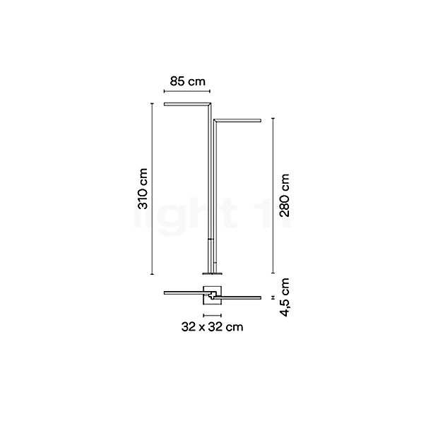 Vibia Palo Alto Lichtpaal LED 2-lichts bruin schets