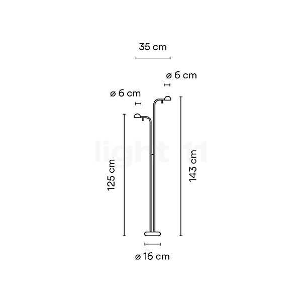 Vibia Pin Gulvlampe LED 2-flammer cremet - 143 cm skitse