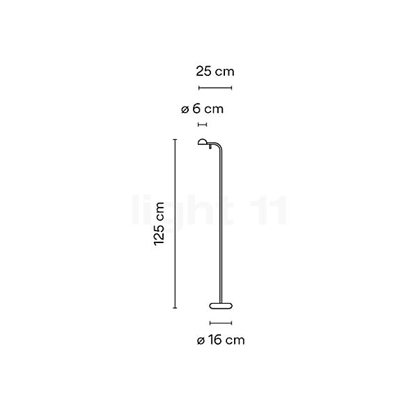 Vibia Pin, lámpara de pie LED crema - alzado con dimensiones