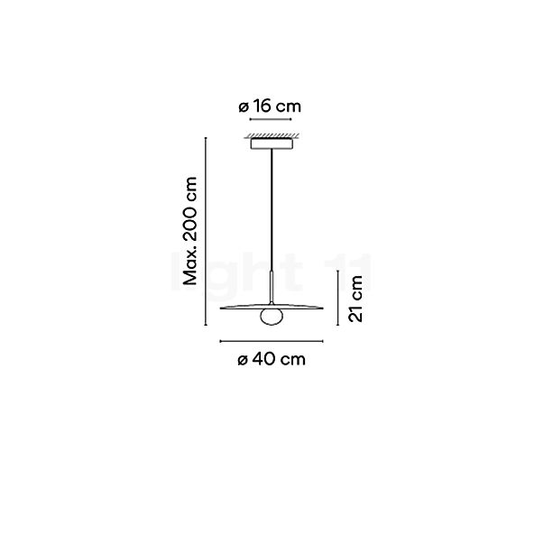 Vibia Tempo Hanglamp LED met lampenkap rood - ø40 cm - casambi schets