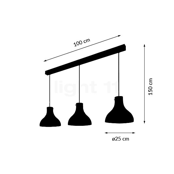 Villeroy & Boch Oslo, lámpara de suspensión blanco - alzado con dimensiones