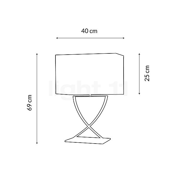 Villeroy & Boch Toulouse, lámpara de sobremesa cromo, 69 cm - alzado con dimensiones