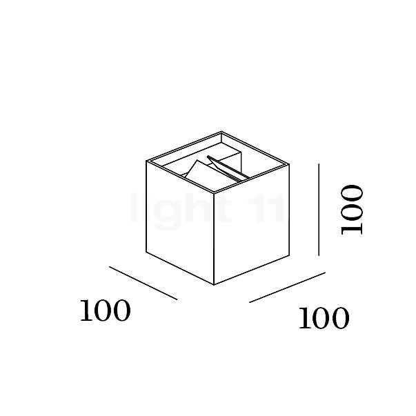 Wever & Ducré Box 1.0 Applique LED Outdoor gris anthracite - 2.700 K - vue en coupe