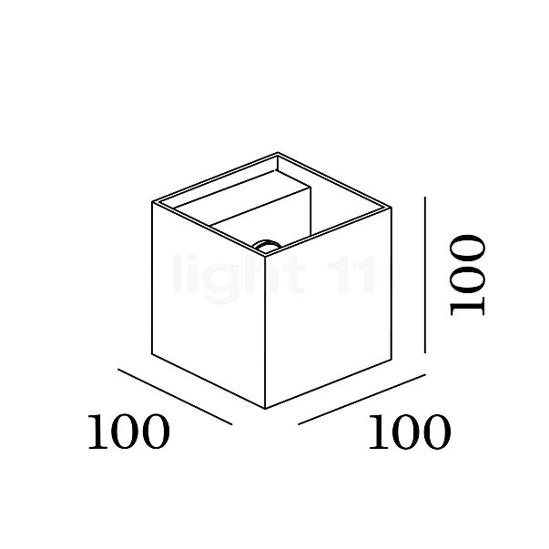 Wever & Ducré Box 1.0, aplique aluminio - alzado con dimensiones
