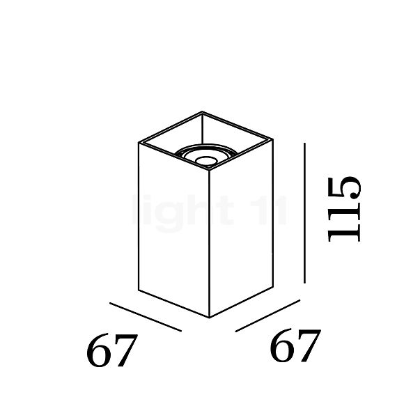 Wever & Ducré Box Mini 1.0, aplique dorado - alzado con dimensiones