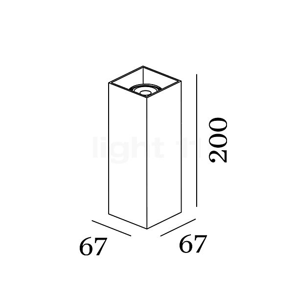 Wever & Ducré Box Mini 2.0, aplique aluminio - alzado con dimensiones