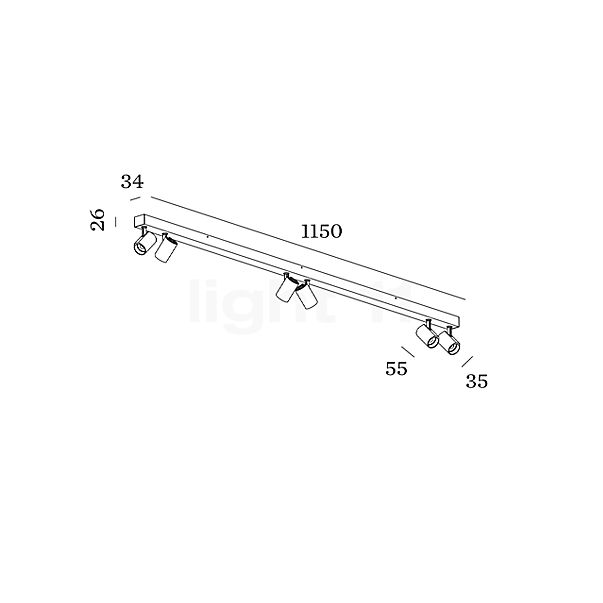 Wever & Ducré Ceno 6.0 Deckenleuchte LED schwarz matt - 2.700 K Skizze