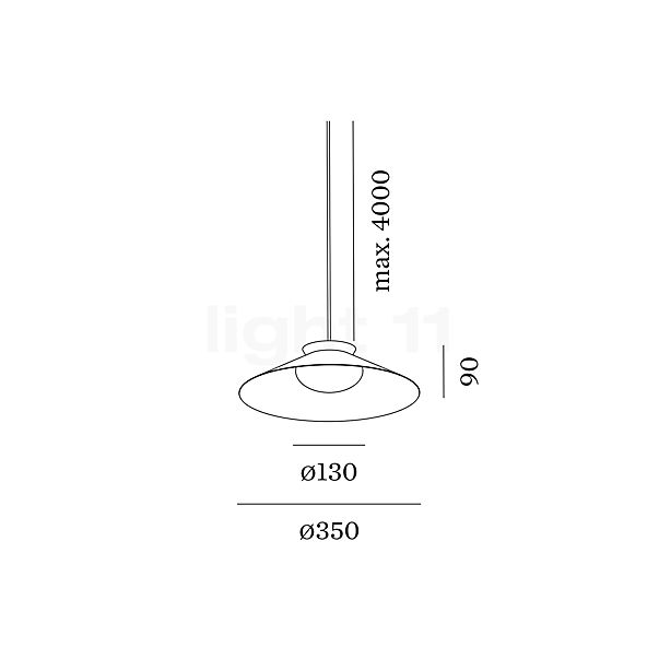 Wever & Ducré Clea 1.0 Lampada a sospensione LED verde - 3.000 K - vista in sezione